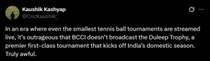 Duleep Trophy Blackout: Cricket Fans Decry Lack of Live Coverage for Premier Domestic Tournament