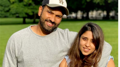 Rohit Sharma and Ritika Sajdeh share a loving glance